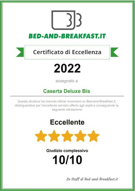 Certificato di eccellenza B&B Caserta Deluxe Bis